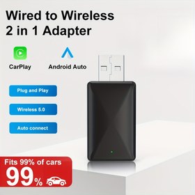 Resim FLIXIVI Kablosuz CarPlay / Android Otomatik Adaptör 2'si 1 Arada Kablosuz Adaptör - Tak ve Çalıştır Düşük Gecikme Mini Versiyonu - iPhone ve Android Telefonlar için, OS 12 + / Android 11 +, USB Güçlü, OEM Kablolu Android Otomatikten Araba için Kablosuz USB Donglesine, Carplay Kablosuz 