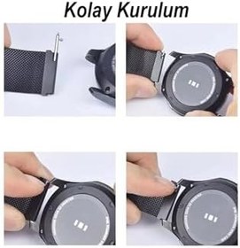 Resim Huawei Watch GT 5 Pro 46mm ile Uyumlu Kordon 22 mm Metal Hasır Kordon Siyah 