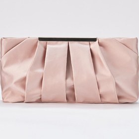 Resim SHUBBAGS Şampanya Rengi Zincir Askılı Pileli Saten Kadın Clutch 