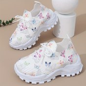Resim Kız Çocukları İçin Nefes Alabilen ve Hafif Yumuşak Tabanlı Kaymaz Ayakkabılar, Düşük Topuklu Rahat Spor Sneaker'lar. 