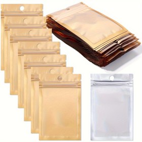 Resim Takı Saklama için 50 Adet Altın Alüminyum Folyo Ziplock Torbalar - Küpeler, Yüzükler & Kolyeler için Mükemmel, Kapalı Torbalar 