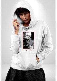 Resim Kaneki Ken Kuma Japon Anime Şeytan Kadın Erkek Beyaz Kapüşonlu Sweatshirt Hoodie Beyaz 