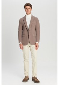 Resim Altınyıldız Classıcs Erkek Vızon Pamuklu Slim Fit Dar Kesim Mono Yaka Kapak Cepli Esnek Blazer Ceket Vizon 