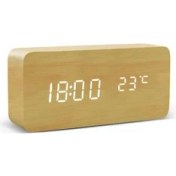 Resim LED Çalar Saat Ahşap Izle Masa Ses Kontrolü Dijital Ahşap Despertador USB / Aaa Powered Elektronik Masaüstü Saatler (Bambu Ahşap) 
