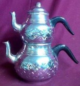 Resim Bakır Çay Demliği Takımı 