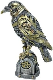 Resim Steampunk Karga Biblo Heykel 