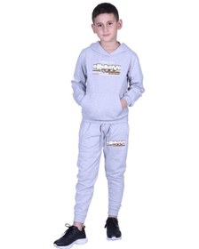 Resim Fyk Kids Erkek Çocuk Baskılı Kanguru Cepli Kapüşonlu 2li Eşofman Takımı Gri - Füme 
