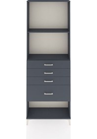 Resim Arges Dolap 2 Raflı 4 Çekmeceli 88x30x243 Antrasit-antrasit Antrasit 