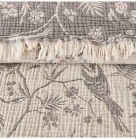 Resim Soft Birds Çift Kişilik Yatak Örtüsü - Antrasit - 220x240 Cm Çok Renkli 