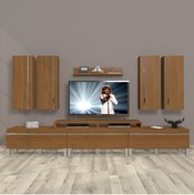 Resim Decoraktiv Ekoflex 8d Mdf Krom Ayaklı Tv Ünitesi Tv Sehpası - Naturel Ceviz 