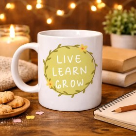 Resim Live Learn Grow Motivasyon Kupası Model 133 – Yaşa , Öğren , Geliş Ilham Veren Tasarım, Po 