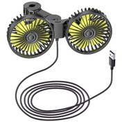 Resim Suıtu F4208 Araç Soğutma Fanı Araç Arka Koltuk Arkalığı Usb Çift Kafalı Elektrikli Fan 