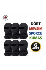 Resim thermo Sport 6 Adet Kar Maskesi Balaklava Dikiş Detay Sportif Dalgıç Sporcu Kumaş Unisex Siyah 