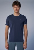 Resim bilcee Erkek Lacivert Pamuklu Bisiklet Yaka Spor ve Günlük Pamuklu Tişört 2374 