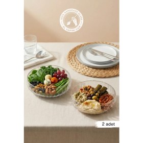 Resim Glamis Selen Concept El Yapımı Büyük Boy Cam Salata Kasesi 2'li Set 