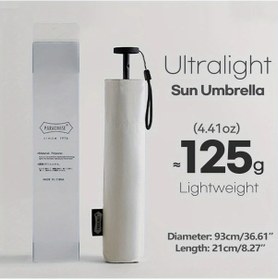 Resim Sinuoshop Beyaz 111g Karbon Fiber Katlanabilir Uv Koruma Ruzgar Gecirmez Seyahat Semsiyesi 