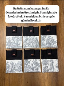 Resim Aksesuarsepeti El Yapımı, Fransız Köylüsü Desenli, Cepli, Taşıma Askılı, Kılıf Çanta, Tablet Kılıfı, Kitap Kılıfı Siyah 