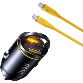 Resim Aohi Araç İçi 2 Portlu 45W Şarj Cihazı, 140W 1m PD 3.1 480Mbps Süper Hızlı Şarj/Data Kablosu Seti 