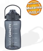 Resim ROYALGROSS Sağlıklı Polikarbon 1.5 Litre Büyük Kapasiteli Su Matarası Pipetli Suluk Gri 