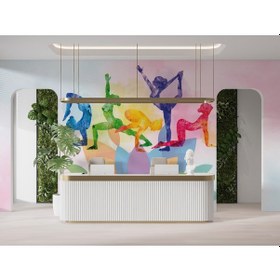 Resim Lotus Çiçekli Spor Salonu Duvar Kağıdı, Pilates Yoga Salonu Duvar 