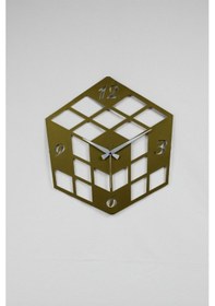 Resim Küp Model Metal Lazer Kesim Akar Sessiz Mekanizmalı Duvar Saati 40 40 Cm -m029 Gold 
