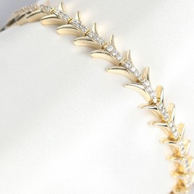 Resim BURCU MODA Pirinç Gold Renk Balık Sırtı Model Zirkon Taşlı Kadın Bileklik 