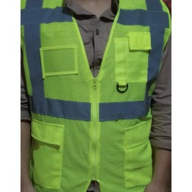 Resim Öztekinler Fileli Cepli Reflektörlü Ikaz Yeleği - Mühendis ( Xxl Beden) - Sarı 