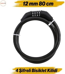 Resim Şifreli Bisiklet Halat Zincir Kilidi 80 cm Çelik Kilit Çap 12 mm Ø Hırsız Önleme Güvenlik 1 Adet 