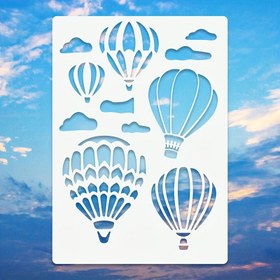 Resim Hot Air Balloon Painting Stencil 21.01x29.69 cm - Çok Yönlü DIY El Sanatları Şablonu - Tuval, Kağıt, Kumaş, Duvarlar ve Daha Fazlası İçin - Yeniden Kullanılabilir ve Yıkanabilir - Selamlama Kartları, Davetler, Scrapbooking ve Ev Dekoru İçin İdeal, Hot Air Balloon Dekor 