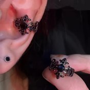 Resim Jewelry Making Kits, Tabanca Siyah Haç Çiçeği Kulak Kilitleri, Kulak Delikleri Yok, Benzersiz Tatlı ve Serin Yüksek Kaliteli Tasarım ile Ayarlanabilir Kulak Klipsleri, 2 Adet. 