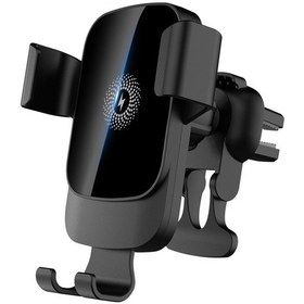 Resim Telefon Tutuculu Siyah Kablosuz Araç Şarj Cihazı 15w Hızlı Şarj Tutucu Siyah 