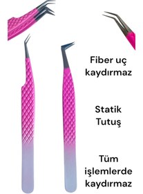 Resim MEDIBA Ipek Kirpik Cımbız SET 2 Li Fiber Uç Tüm Kirpik Işlemleri Için Ipek Kirpik Cımbız 