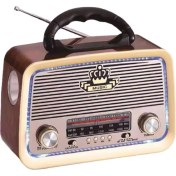 Resim Eskitme Tasarımlı Bluetooth Radyo, Fm, Sd Kart, Aux, Kahverengi 