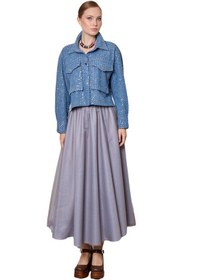 Resim Julianna Çift Kat Tül Beli Lastikli Kloş Etek Mavi 