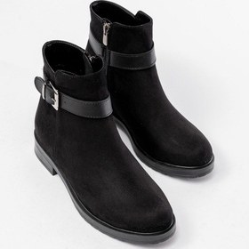 Resim 165-204/1 Siyah Süet Toka Aksesuarlı Fermuarlı Günlük Kadın Bot Acı Kahverengi 