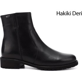 Resim GÖNDERİ(R) Kadın / Kız Siyah Fermuarlı Kauçuk Taban Hakiki Deri Bot 
