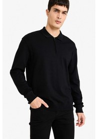 Resim Defacto Regular Fit Polo Yaka Yarım Fermuarlı Sweatshirt F2254ax25wnbk81 Siyah-bk81 