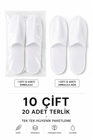 Resim Elif Mira 10 Çift Tek Kullanımlık Otel Spa Terlik Seti Tabansız Tela 