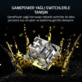 Resim Gamepower Gasket Pro x Rgb Wireless/bluetooth/kablolu Mekanik Hot-Swap Yağlı Switch Gasket Ingilizce Q Gaming Klavye 