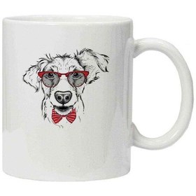 Resim Kupa Bardak Papyonlu Köpek 