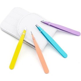 Resim Valkyrie Deri Çantalı Eğimli Kaş Cımbız Seti Beyaz 4'lü 