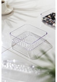 Resim Akrilik Şeffaf 4'lü Tek Kapaklı Kahvaltılık & Sunumluk Şeffaf 