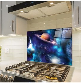 Resim Decorita Cam Ocak Arkası Koruyucu Galaksi Desen Renkli 49.5 CM x 76 CM 