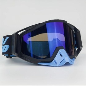 Resim Tangshopping Motosiklet Sürüş Gözlüğü Rüzgar Geçirmez Maske Dış Mekan Gözlüğü Siyah Siyah Mavi-mavi Film 