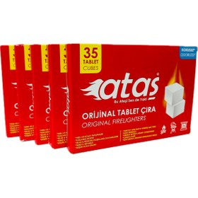 Resim ATAŞ Mangal Kömürü Şömine Soba Tutuşturucu Tablet Çıra 35li * 5 Adet 