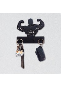 Resim Cajuart Sporcu Kaslı Adam Bodybuilder Fitness Tema Anahtar Askısı Duvar Anahtarlık Siyah 