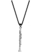 Resim Klarnet Kolye Metal Gri Kolye Ucu Siyah Zincir Paslanmaz Çelik Zi Çelik 