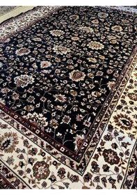 Resim Asaryün Halı Ipek H5500l Lacivert İpeksi Geleneksel Renkli Göbekli Klasik Desen Salon Halısı Modern Lacivert 