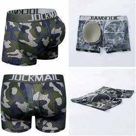Resim Erkekler için Push-Up Kupeli ve Kalça Kaldırma Özellikli Boxer Külot - Çıkarılabilir Dolgulu, Nefes Alabilen Mesh İç Çamaşırı, Kamuflaj Desenli Spor & Günlük Pantolonlar - JOCKMAIL'dan Erkeklere Özel Şeffaf Olmayan Atletik Trunks, Trend Tasarım, Esnek Bel Bandlı, Dolgulu İç Giyim, Fitness Tutkunları 