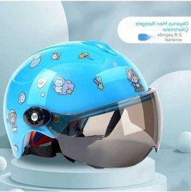 Resim Supermarket1 Çocuk Kask Akü Araba Güneş Koruyucu Yarım Kask, 2-8 Yaş, Mevsimlik, Pembe-beyaz-mavi-sarı Blue Blue 